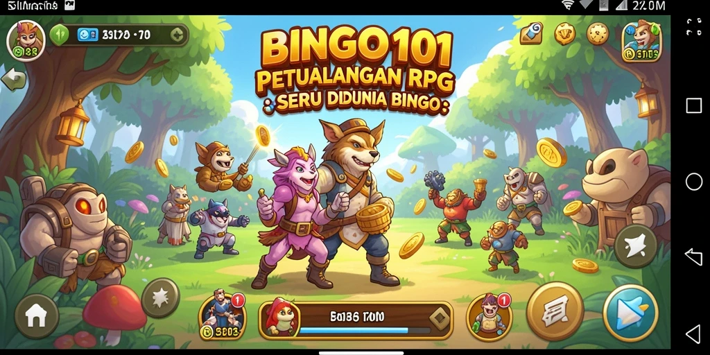 Tampilan gameplay seru dalam BINGO101 yang memadukan RPG dan Bingo.