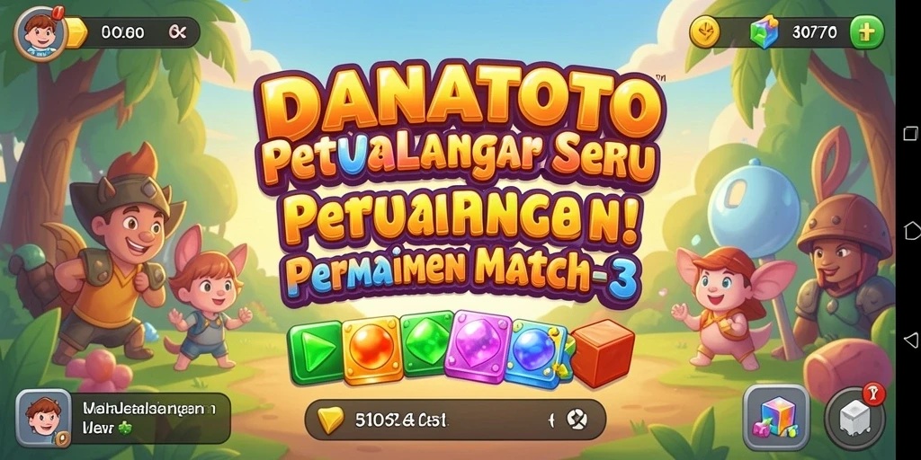 Screenshot utama DANATOTO menampilkan gameplay seru Match-3.